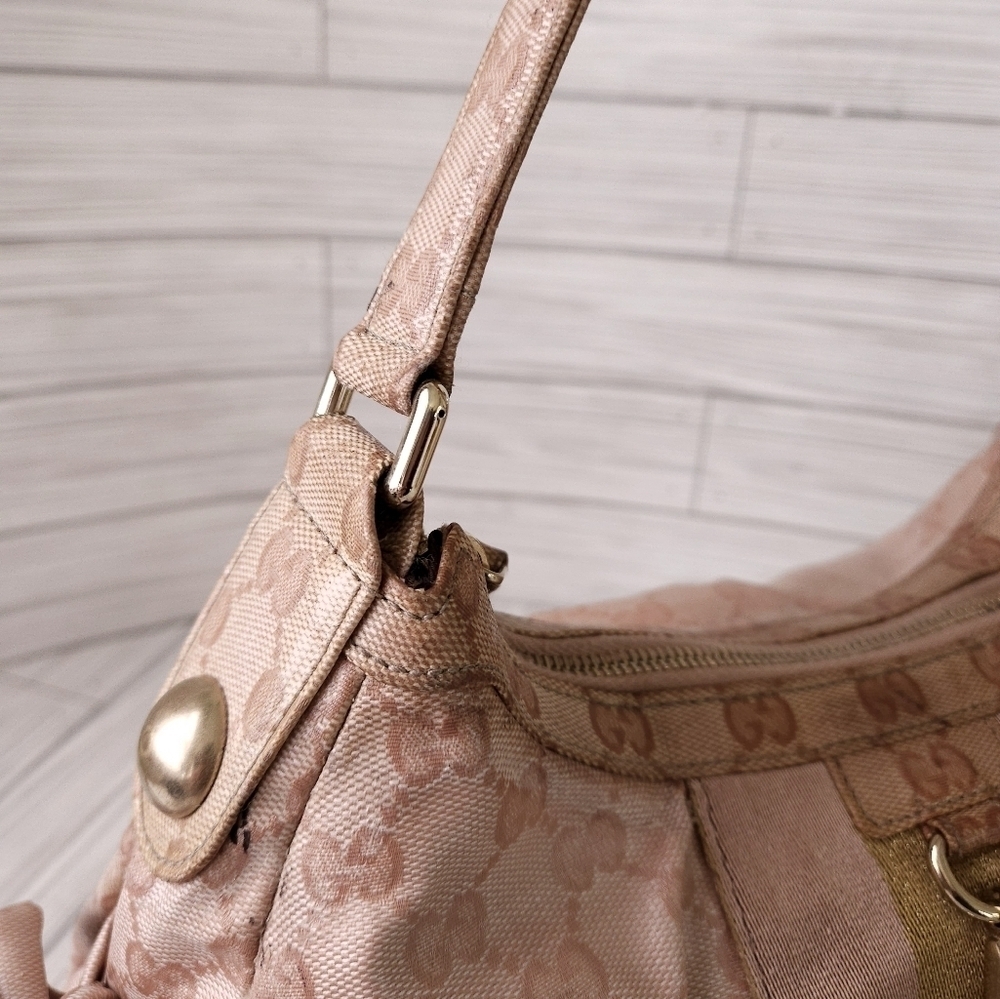 Gucci Blush Beige GG Monogram Hobo with Gold Accent - Picture 7 of 16